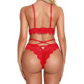 Miniatyrbild 3 av 6: Dam Push Up Spetsbh-set Lingerie Franska Knickers Trosor Underkläder Nattkläder Red M