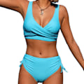 Miniatyrbild 1 av 3: Damernas Baddräkt Push Up Bikini Set Vadderad Baddräkt Badkläder Sommar Strand Lake Blue L