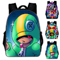 Miniatyrbild 4 av 6: Brawl Stars-ryggsäck för barn, skolväska, gymväska, pojkar, flickor, studentväska, reseryggsäck C