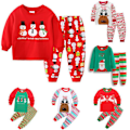Miniatyrbild 2 av 2: Julkläder för pojkar och flickor, Santa-pyjamas för barn, julpyjamas, festliga PJs F 120cm
