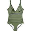 Miniatyrbillede 4 af 5: Polstret bikini badedragt til kvinder mesh ét stykke monokini badetøj svømmedragt Light green M