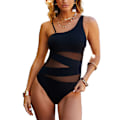 Miniatyrbild 1 av 5: Baddräkt Dam Mesh Bikini En Delig Baddräkt Badkläder Strandkläder Sommar Black M
