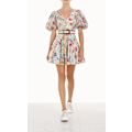 Miniatyrbillede 1 af 5: CLOVER PANEL MINI KJOLE Dame Slips Slids Flæsehals Bobleærme Elastisk Talje Boho Blomsterkjole XL
