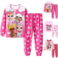 Miniatyrbillede 3 af 4: 2 stk. Pige Pyjamas Tegneserie Dukke Langærmet Pullover Natøj C 100cm