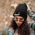Miniatyrbild 5 av 5: Unisex Gengar Beaniehatt Stickad Broderad Mjuk Tjock Varm Mössa Skid Stretch Vinter Varm Beaniehatt Light Purple