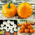 Miniatyrbild 2 av 2: 12 st konstgjorda pumpor, konstgjorda höst Halloween Thanksgiving fest dekoration rekvisita dekoration White Pumpkin