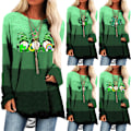 Miniatyrbillede 3 af 3: Dame St. Patricks Dag Grønne Lange Toppe T-shirt Sweatshirt Bluse C M
