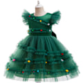 Miniatyrbild 3 av 7: Julklappsprincesstutu i Tulle för Småflickor, Julklänning med Ärmar, Nyårsfest, Julgran Kostym 100cm