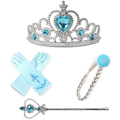 Miniatyrbild 1 av 8: 4-pack Elsa och Anna prinsessset: Fläta, tiara, trollstav och ett par handskar sky blue