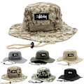 Miniatyrbillede 3 af 3: Oversized Edge Sort Fiskerhat til Mænd Hurtigtørrende Solhat UV-strålingsblokering Army green