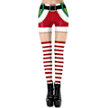 Miniatyrbild 1 av 11: Dam Leggings med Julmotiv - Slank Passform - Santa Stretch Byxor G
