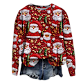 Miniatyrbild 1 av 5: Jultröjor Dam Jumper Lös Blus Damtröjor Jul Långärmad Topp E M
