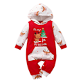 Pikkukuva 1 / 4: Lasten vauvan jouluaiheinen painettu hupullinen pitkähihainen romper-setti Red 90cm