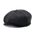 Miniatyrbild 2 av 3: Herrar Platt Hatt Newsboy Cap Cabbie Peaky Blinders Baker Boy Hatt black&dark grey