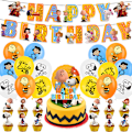 Miniatyrbillede 1 af 5: Snoopy Tema Fødselsdagsfestartikler Banner Balloner Kage Toppers Dekorationssæt