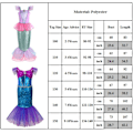 Miniatyrbild 3 av 3: Flickor Festklänning Cosplay Kostymer Halloween Sjöjungfru Prinsesskjol Ariel Prinsessklänning #5 140cm