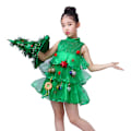 Miniatyrbild 3 av 5: Julklappsklänning för flickor, Julgran-kostym, Tutu-klänning, Festkläder 100CM