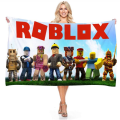 Miniatyrbild 1 av 2: Pojkar Flickor Barn Kids Roblox Cartoon Strand Bad Handdukar Present 75*150cm A 75*150cm