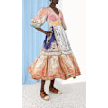 Miniatyrbilde 3 av 5: ANNEKE LANTERN MIDI KJOLE 2025 Sommer Ny Dame Mote Temperament Retro V-Hals Knyting Lykt Ermer Enkelkneppet Dame Lang Kjole XL