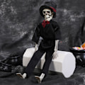 Miniatyrbillede 2 af 3: Poserbart menneskeligt par skelet rekvisit Halloween kranie par dekoration bridegroom