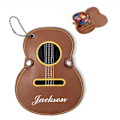 Miniatyrbild 1 av 5: Personligt gitarrplockfodral med 17 fack, Personligt gitarrplockhållare Fodral Anpassat namn Gitarrdesign Bärbar Brown