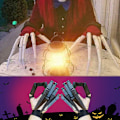 Miniatyrbild 1 av 2: 3D Halloween-tryckta ledade fingrar extensionsdekoration White left hand