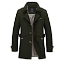 Miniatyrbild 1 av 2: Herrar Business Jacka Mode Höst Män Medium Lång Bomull Vindjacka Jackor Överrock Manlig Casual Vinter Trench Ytterkläder Jacka Army Green XL
