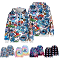 Miniatyrbild 2 av 3: Stitch 3D Hoodies Barnkläder Tröja Pullover Topp Kostymer B 160cm