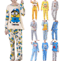 Miniatyrbild 2 av 5: Barnens avslappnade bekväma långärmade hemmaplagg pyjamas med tecknade motiv Minions 122-128cm