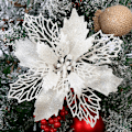Miniatyrbilde 1 av 5: 10 stk. Jule Glitter Blomst Trepynt Jul White