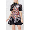 Pikkukuva 3 / 5: LUMINOSITY LIFTOFF FLOWER MINI Mekko Naisten Mekko Muoti Temperamentti Pystykaulus Loma Retro A-linjainen Painettu Lyhyt Mekko Black XL