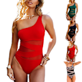 Miniatyrbild 5 av 5: Baddräkt Dam Mesh Bikini En Delig Baddräkt Badkläder Strandkläder Sommar Green L