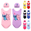 Miniatyrbillede 2 af 3: Lilo & Stitch Piger Badedragt Ét Stykke Badetøj Mode Badetøj Til Børn Sommer Badedragter + Hætte Rose Red 140cm