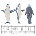 Miniatyrbild 5 av 5: Shark Blanket Vuxen - Shark Onesie Blanket Shark Blanket Hoodie - Bärbar Shark Blanket Super Soft Mysig flanellhuvtröja Grey blue M