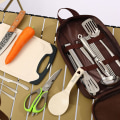Miniatyrbild 4 av 5: Campingredskap Picknick BBQ förvaringsväska Färgtät och lätt att rengöra förvaringspåse för servis Gaffel Sked Ätpinnar qd best Khaki