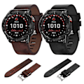 Miniatyrbild 3 av 5: För Garmin Fenix 7x Solar 26mm Läder Stål Spänne Klockarmband Yj52-2(Brun) qd