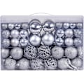 Miniatyrbild 1 av 5: 100 st Krossäkra Silver Julgranskulor, Julgransdekorationer med Återanvändbar Handhållen Presentförpackning, Semesterdekorationsset för Hemmet qd Silver