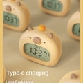 Miniatyrbild 6 av 8: Capybara ABS Väckarklocka USB Laddningsbar Timer LED Temperaturvisning Sängbord Söta Väckarklocka för Barn qd