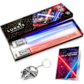 Miniatyrbild 1 av 4: Otwoo Lightsaber Ätpinnar Light Up Glödande Chop Sticks För Star Wars Set Temafest Kul [2 par rött och blått set] med flasköppnare och present Green Purple
