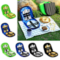 Miniatyrbild 2 av 5: Bärbart Silverset Camping Servis Med Förvaringsväska För Utomhuspicknick qd best Green Silver
