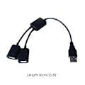 Miniatyrbild 5 av 5: USB-splitter Y-kabel USB 1 hane till 2 hona förlängningssladdkontakt Dubbel USB-port Extender Hub Dataladdare Adapter