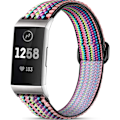 Miniatyrbillede 1 af 4: Strækbar rem til Fitbit Charge 3 /Fitbit Charge 4, Blød justerbar elastisk erstatning, Nylon vævet sportsarmbånd