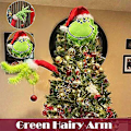 Miniatyrbillede 1 af 6: Julepynt Fuzzy Grøn Grinch Arm Ornament Holder T