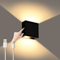 Miniatyrbilde 1 av 5: 2 stk Vegglamper Dimmbare, Touch Vegglampe USB Oppladbar Opp