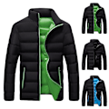 Miniatyrbillede 4 af 5: Mænds vinterjakke mænd efterår & vinter ensfarvet langærmet stribet lynlås bomuldsjakke Sort Grøn Black Green 2XL