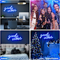 Miniatyrbild 5 av 5: Blå neon skylt med texten \"Good Vibes\" - LED-skyltar för väggdekoration, neonljus för sovrum, neonväggskyltar (16,1 x 8,3 tum)