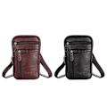 Miniatyrbild 8 av 11: Lädermodetelefonväska för män, bältesväska, crossbody, midjeväska, P - spot black One-size