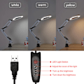 Miniatyrbilde 3 av 5: LED-forstørrelseslampe - Foldbar skrivebordslampe - Leselampe - USB-strøm - Hvit klemme