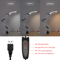 Pikkukuva 5 / 5: LED-suurennuslamppu, taittuva työpöytälamppu, lukulamppu, USB-virta, valkoinen pidike - valkoinen pidike