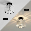 Miniatyrbilde 5 av 5: Mini krystall taklampe, moderne krystall lysekrone, LED taklampe for gang, inngangsparti, restaurant, bar, E27 (svart) [energiklasse F]